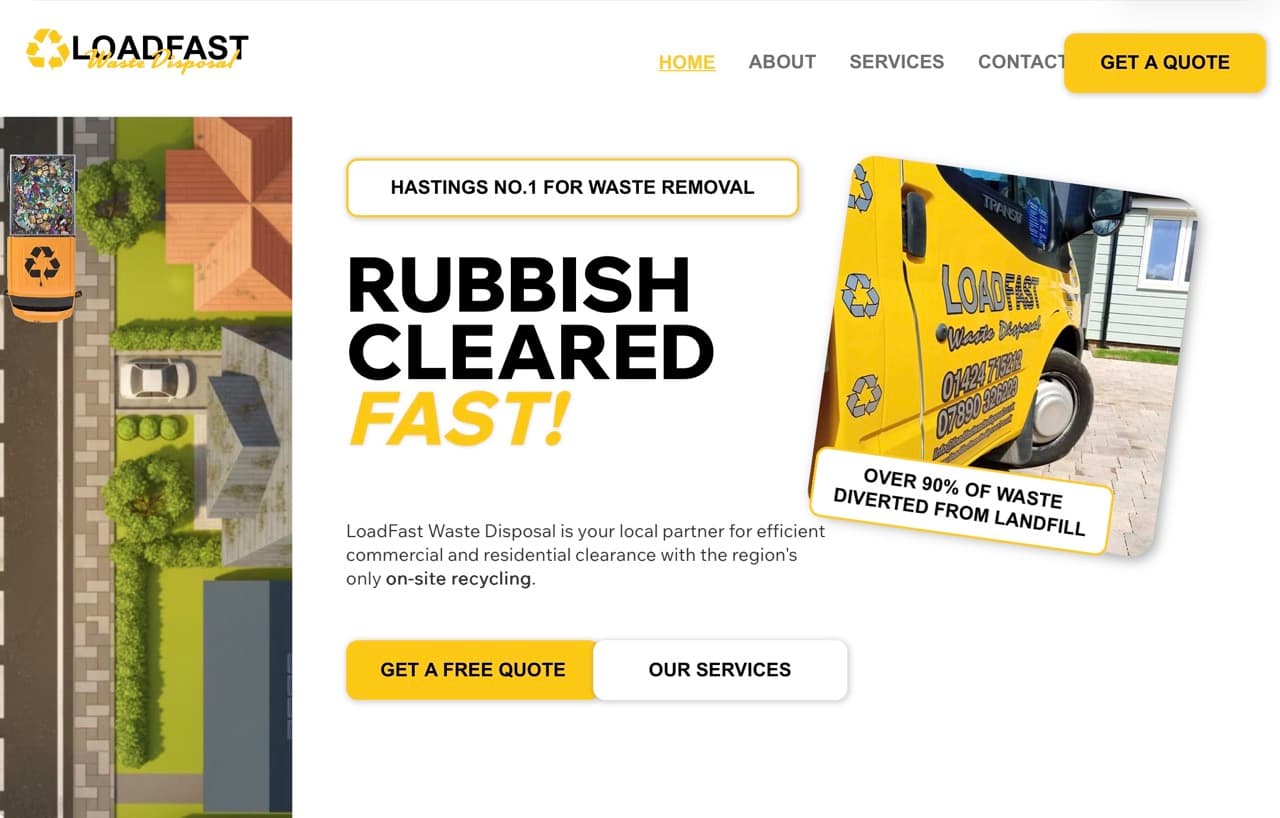 LoadFast Waste Disposal website screenshot